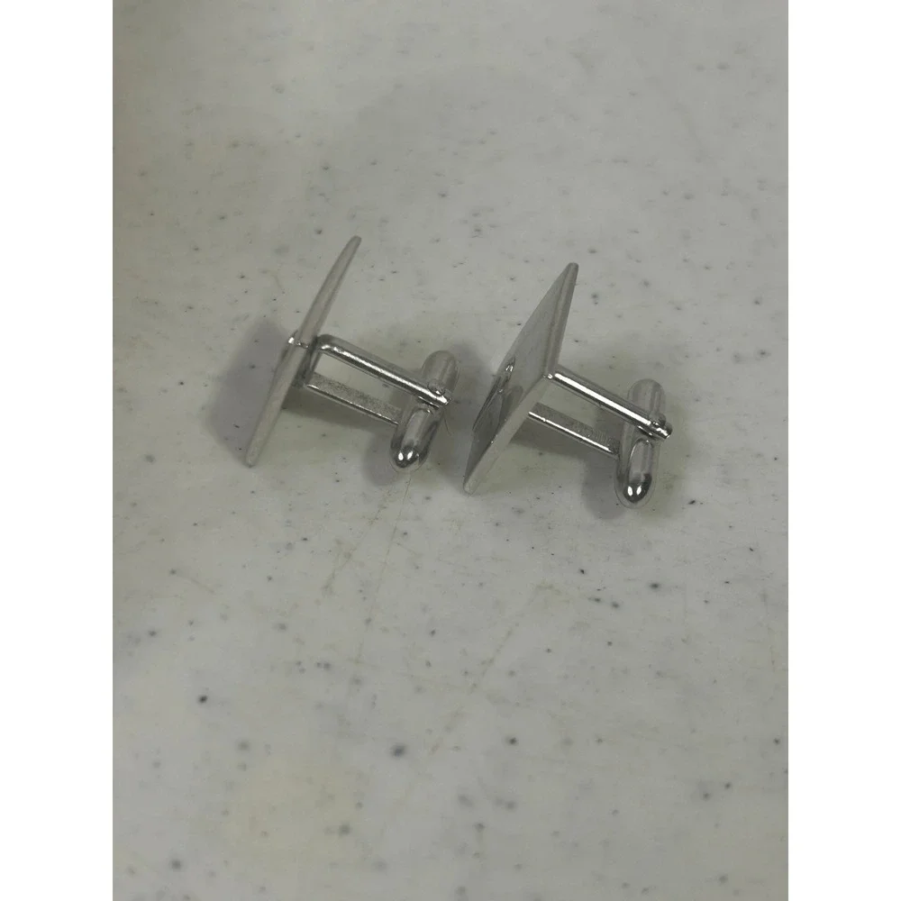Swank Vintage Silver Tone Square Cufflinks Minimalist Embossed Formal‎ Mens